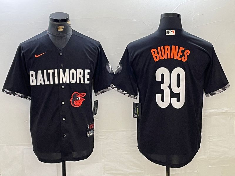 Men Baltimore Orioles 39 Burnes Black City Edition Nike 2024 MLB Jersey style 2